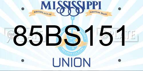 85BS151 Mississippi License Plate