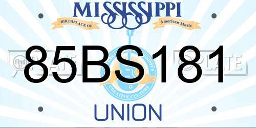 85BS181 Mississippi License Plate
