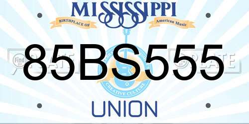 85BS555 Mississippi License Plate