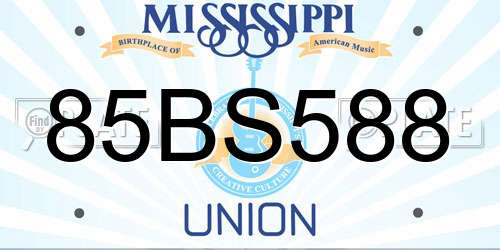 85BS588 Mississippi License Plate