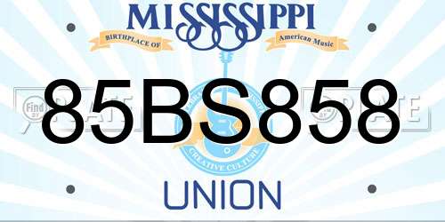 85BS858 Mississippi License Plate