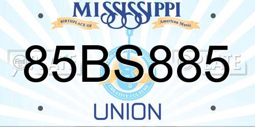 85BS885 Mississippi License Plate