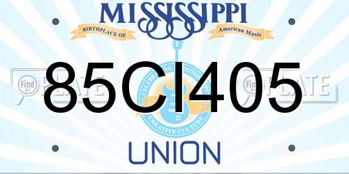 85CI405 Mississippi License Plate