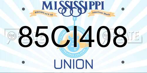 85CI408 Mississippi License Plate