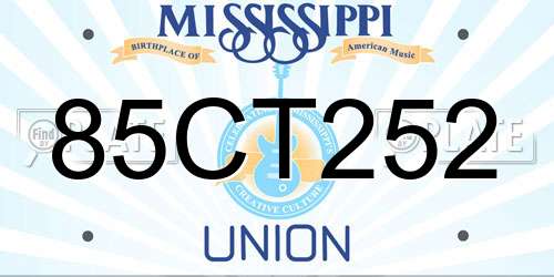 85CT252 Mississippi License Plate