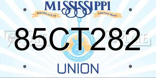 85CT282 Mississippi License Plate