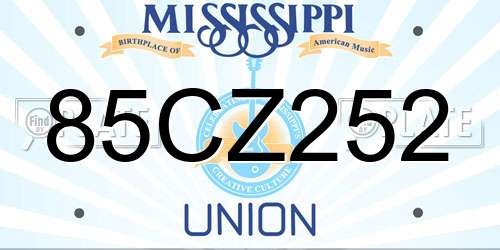 85CZ252 Mississippi License Plate