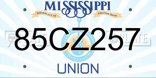 85CZ257 Mississippi License Plate