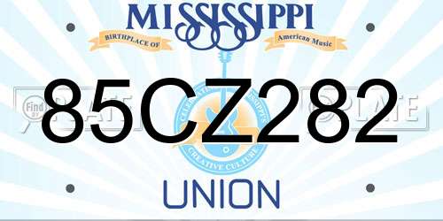 85CZ282 Mississippi License Plate