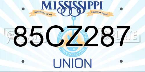 85CZ287 Mississippi License Plate