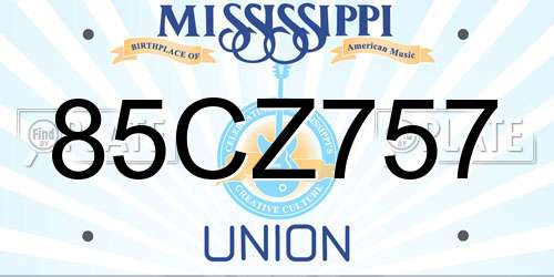 85CZ757 Mississippi License Plate