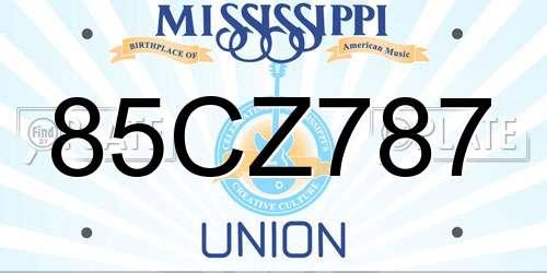 85CZ787 Mississippi License Plate