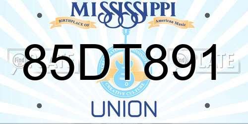 85DT891 Mississippi License Plate