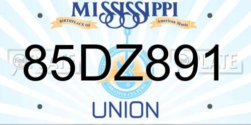 85DZ891 Mississippi License Plate