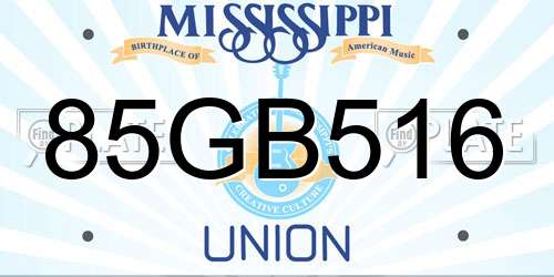 85GB516 Mississippi License Plate