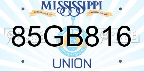 85GB816 Mississippi License Plate