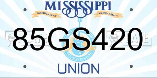 85GS420 Mississippi License Plate
