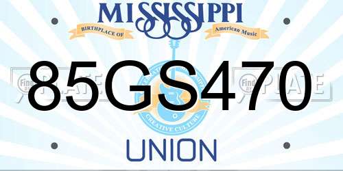 85GS470 Mississippi License Plate