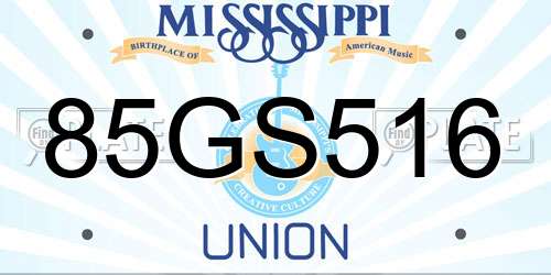85GS516 Mississippi License Plate