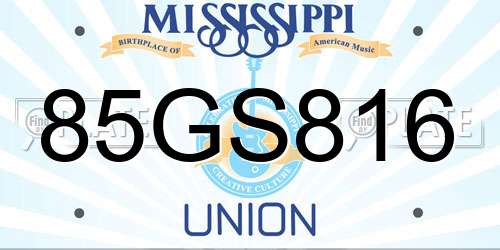 85GS816 Mississippi License Plate