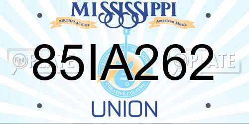 85IA262 Mississippi License Plate