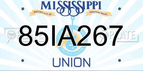 85IA267 Mississippi License Plate