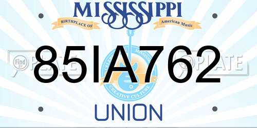 85IA762 Mississippi License Plate