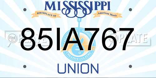 85IA767 Mississippi License Plate