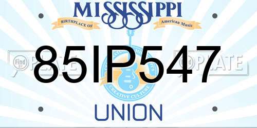 85IP547 Mississippi License Plate