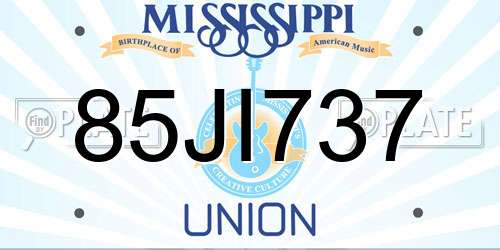 85JI737 Mississippi License Plate