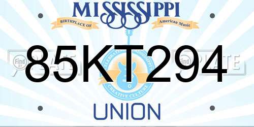 85KT294 Mississippi License Plate