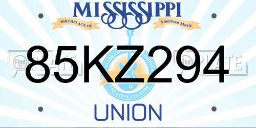 85KZ294 Mississippi License Plate