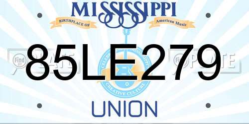 85LE279 Mississippi License Plate