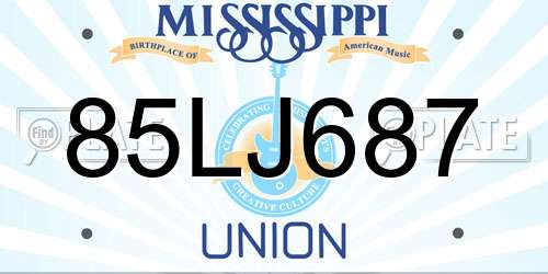 85LJ687 Mississippi License Plate