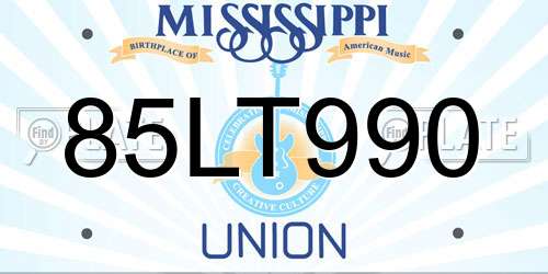85LT990 Mississippi License Plate