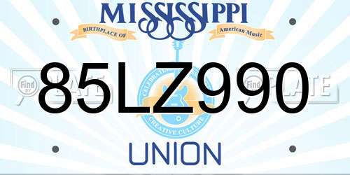 85LZ990 Mississippi License Plate