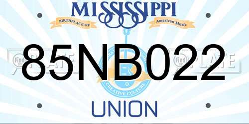 85NB022 Mississippi License Plate