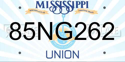 85NG262 Mississippi License Plate
