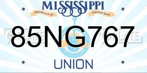 85NG767 Mississippi License Plate