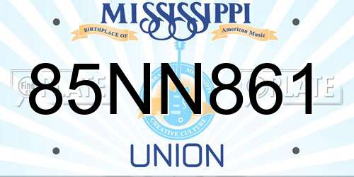 85NN861 Mississippi License Plate