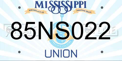 85NS022 Mississippi License Plate