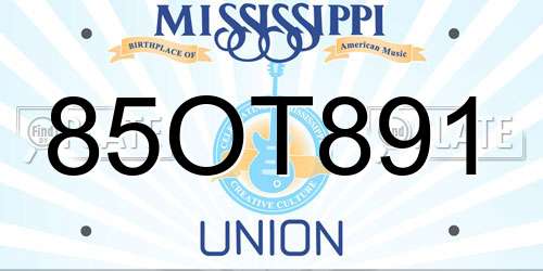 85OT891 Mississippi License Plate