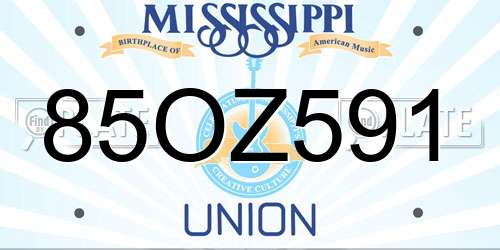 85OZ591 Mississippi License Plate