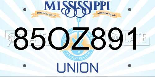 85OZ891 Mississippi License Plate