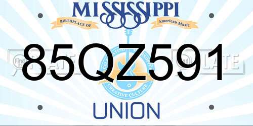 85QZ591 Mississippi License Plate