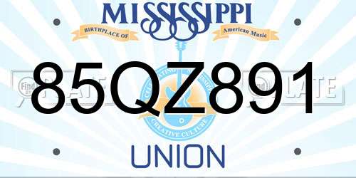 85QZ891 Mississippi License Plate