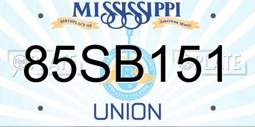 85SB151 Mississippi License Plate