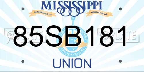 85SB181 Mississippi License Plate