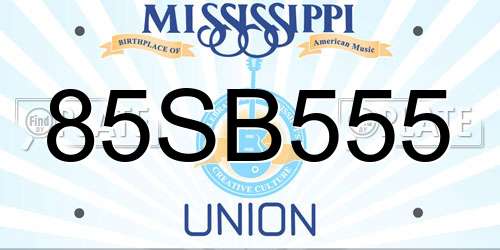 85SB555 Mississippi License Plate