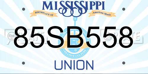 85SB558 Mississippi License Plate